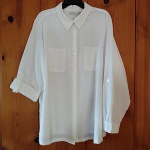 NWOT White Stag Stretch Crepe de Chine Roll Tab Sleeve Shirt